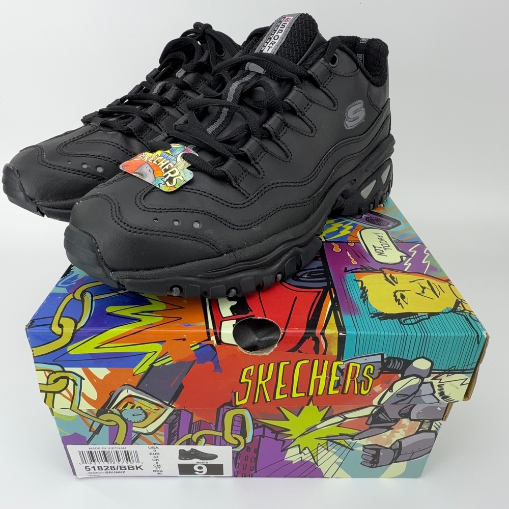 Skechers Energy Brunkz Mens Black Sneakers 51828‎ BBK Size 9 NIB